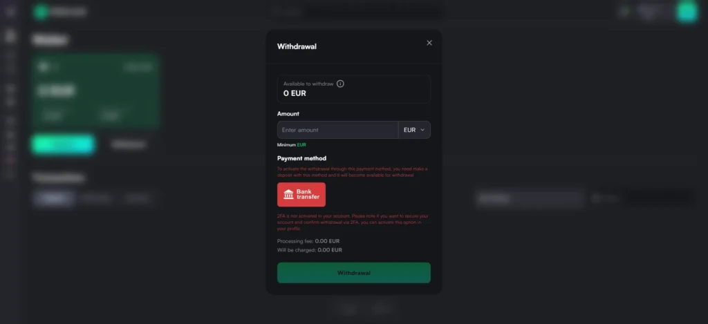 TrueLuck withdrawal form